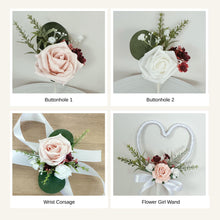 Load image into Gallery viewer, Wedding Day Brides Bouquet- Wedding packages - Blush Pink - White/Ivory Burgundy Red - Dark Green - Sage Bouquets - Wedding Flowers