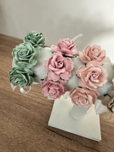 Load image into Gallery viewer, Wedding Wrist Corsage - Child Bracelet Flower Girl - Sage Cream / Ivory Adult Prom - Toddler - Christening - 1st Birthday Party -