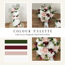 Load image into Gallery viewer, Wedding Day Brides Bouquet- Wedding packages - Blush Pink - White/Ivory Burgundy Red - Dark Green - Sage Bouquets - Wedding Flowers