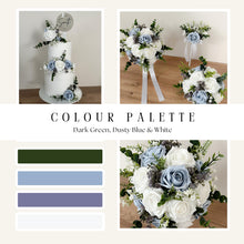 Load image into Gallery viewer, Wedding Day Brides Bouquet- Wedding packages - Dusty Blue - White/Ivory - Dark Green - Sage Bouquets - Wedding Flowers