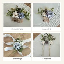 Load image into Gallery viewer, Wedding Day Brides Bouquet- Wedding packages - Dusty Blue - White/Ivory - Dark Green - Sage Bouquets - Wedding Flowers