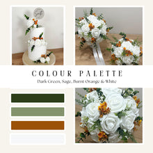 Load image into Gallery viewer, Wedding Day Brides Bouquet- Wedding packages - White/Ivory - Burnt Orange - Dark Green - Sage Bouquets - Wedding Flowers