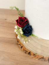 Load image into Gallery viewer, Burgundy & Navy Foam Rose Cake Flowers: Wedding Cake Decoration