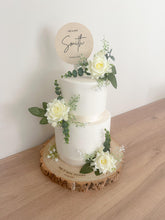 Load image into Gallery viewer, Artificial Cream Rose Cake Flowers: Eucalyptus Wedding Decoration Set