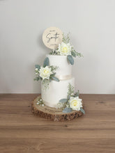 Load image into Gallery viewer, Cream Rose Cake Flowers: Silk Wedding Cake Floral Arrangement