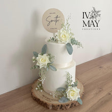 Load image into Gallery viewer, Cream Rose Cake Flowers: Silk Wedding Cake Floral Arrangement