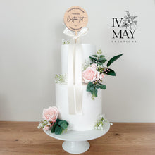Load image into Gallery viewer, Blush Pink Floral Cake Topper: Custom Wedding Decoration