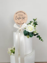 Load image into Gallery viewer, Custom Wedding Cake Topper: Green Eucalyptus & Cream Floral Arrangement