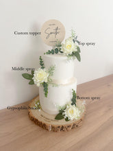 Load image into Gallery viewer, Artificial Cream Rose Cake Flowers: Eucalyptus Wedding Decoration Set