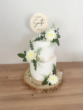Load image into Gallery viewer, Artificial Cream Rose Cake Flowers: Eucalyptus Wedding Decoration Set