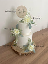 Load image into Gallery viewer, Cream Rose Cake Flowers: Silk Wedding Cake Floral Arrangement