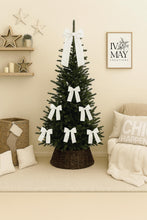 Load image into Gallery viewer, Luxury Handmade Velvet Christmas Tree Bow Topper: Clip-on Bows, Diamanté Center - Cream - White