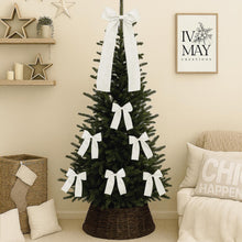 Load image into Gallery viewer, Luxury Handmade Velvet Christmas Tree Bow Topper: Clip-on Bows, Diamanté Center - Cream - White