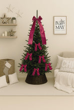 Load image into Gallery viewer, Luxury Handmade Velvet Christmas Tree Bow Clip: Hot Pink Holiday Decor