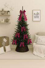 Load image into Gallery viewer, Luxury Handmade Velvet Christmas Tree Bow Clip: Hot Pink Holiday Decor
