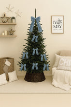 Load image into Gallery viewer, Luxury Handmade Velvet Christmas Tree Bow Topper: Clip-On Holiday Decor - Dusty Blue - Pale Blue