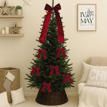Load image into Gallery viewer, Luxury Handmade Velvet Christmas Tree Bow Topper: Burgundy Red Clip-On Bows