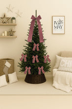 Load image into Gallery viewer, Luxury Handmade Velvet Christmas Tree Bow Topper: Dusty Pink Clip-on Bows