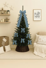Load image into Gallery viewer, Luxury Handmade Velvet Christmas Tree Bow Topper: Clip-On Holiday Decor - Dusty Blue - Pale Blue