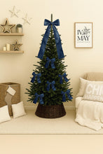 Load image into Gallery viewer, Luxury Handmade Velvet Christmas Tree Bow Topper: Navy Blue Diamanté Clip-On