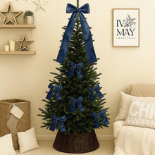Load image into Gallery viewer, Luxury Handmade Velvet Christmas Tree Bow Topper: Navy Blue Diamanté Clip-On