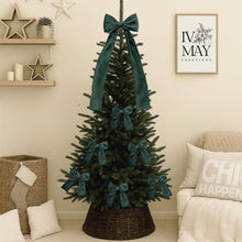 Load image into Gallery viewer, Luxury Handmade Velvet Christmas Tree Bow Topper: Bottle Green Clip-on Bows - Forest Green