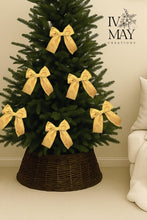 Load image into Gallery viewer, Luxury Handmade Velvet Christmas Tree Bow Topper: Mustard Yellow, Gold Clip-On Bows