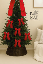 Load image into Gallery viewer, Luxury Handmade Velvet Christmas Tree Bow Topper: Red Holiday Decor