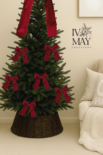 Load image into Gallery viewer, Luxury Handmade Velvet Christmas Tree Bow Topper: Burgundy Red Clip-On Bows
