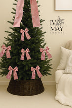 Load image into Gallery viewer, Luxury Handmade Velvet Christmas Tree Bow Topper: Rose Gold Pink Clip-On - Light Dusty Pink - Rose Pink