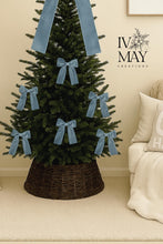Load image into Gallery viewer, Luxury Handmade Velvet Christmas Tree Bow Topper: Clip-On Holiday Decor - Dusty Blue - Pale Blue