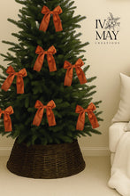Load image into Gallery viewer, Luxury Handmade Velvet Christmas Tree Bow Topper: Burnt Orange Copper Clip-On