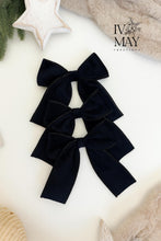 Load image into Gallery viewer, Luxury Handmade Velvet Christmas Tree Bow Clip - Black Sparkle Decor