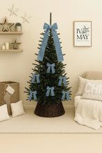 Load image into Gallery viewer, Luxury Handmade Velvet Christmas Tree Bows: Clip-On Decorations, Pale Blue - Dusty Blue