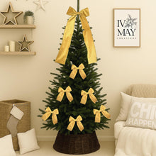 Load image into Gallery viewer, Luxury Handmade Velvet Christmas Tree Bow Topper: Mustard Yellow, Gold Clip-On Bows