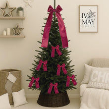 Load image into Gallery viewer, Luxury Handmade Velvet Christmas Tree Bow Topper - Hot Pink Clip-On Decor