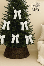 Load image into Gallery viewer, Luxury Handmade Velvet Christmas Tree Bows: Clip-On Holiday Decor - Cream / White