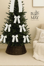 Load image into Gallery viewer, Luxury Handmade Velvet Christmas Tree Bow Topper: Clip-on Bows, Diamanté Center - Cream - White