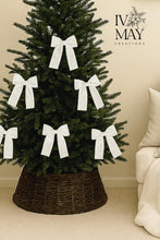 Load image into Gallery viewer, Luxury Handmade Velvet Christmas Tree Bow Topper: Clip-on Bows, Diamanté Center - Cream - White