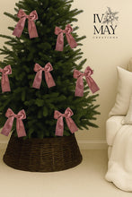 Load image into Gallery viewer, Luxury Handmade Velvet Christmas Tree Bow Topper: Dusty Pink Clip-on Bows