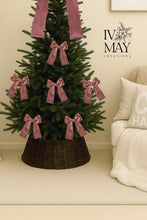 Load image into Gallery viewer, Luxury Handmade Velvet Christmas Tree Bow Topper: Dusty Pink Clip-on Bows