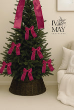Load image into Gallery viewer, Luxury Handmade Velvet Christmas Tree Bow Clip: Hot Pink Holiday Decor
