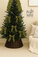 Load image into Gallery viewer, Luxury Handmade Velvet Christmas Tree Bow Topper: Olive Green Clip-On Decor