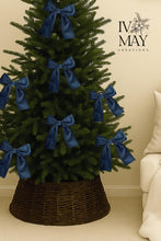 Load image into Gallery viewer, Luxury Handmade Velvet Christmas Tree Bow Topper: Navy Blue Diamanté Clip-On