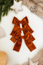 Load image into Gallery viewer, Luxury Handmade Velvet Christmas Tree Bows: Copper, Burnt Orange, Rust (Set of 3 or 6)