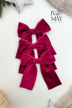 Load image into Gallery viewer, Luxury Handmade Velvet Christmas Tree Bow Clip: Hot Pink Holiday Decor