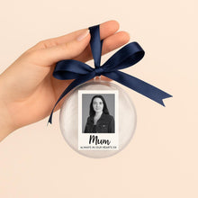 Load image into Gallery viewer, Personalised Memorial Christmas Bauble – Remembrance Ornament with Photo & Feathers | In Memory Keepsake Gift for Nan, Dad, Grandma, Grandad