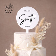 Load image into Gallery viewer, Dried Foliage Cake Side Sprays & Personalised Acrylic Cake Topper