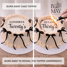 Load image into Gallery viewer, Burn Away Cake Topper – Milestone Birthday Reveal, Edible Wafer & Icing (A5/A4 Sizes)