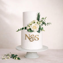 Load image into Gallery viewer, Brushed Gold Acrylic Cake Charm: acrylic initials - Wedding Cake Acrylic Topper
